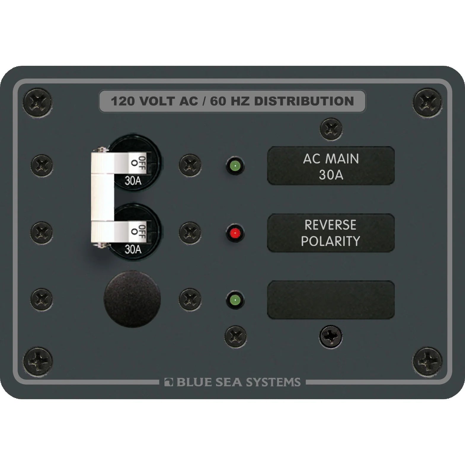 Blue Sea Systems Traditional Metal AC Main Circuit Breaker Panel, 120V AC, White Toggle Breakers, Non-Metered — Quality Boat Parts
