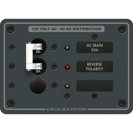 Blue Sea Systems Traditional Metal AC Main Circuit Breaker Panel, 120V AC, White Toggle Breakers, Non-Metered — Quality Boat Parts