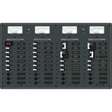 Blue Sea Systems Traditional Metal AC/DC Combination Breaker Panel, 230V AC, 12V DC, European, Fully Pre-Wired, Backlit Labels — Quality Boat Parts