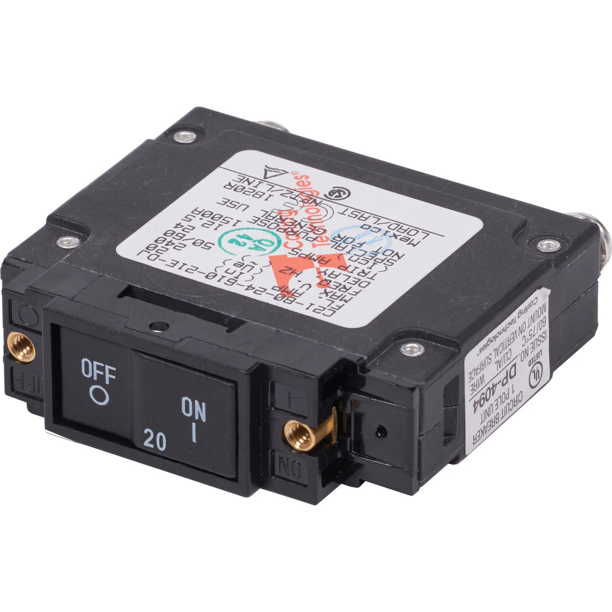 Blue Sea Systems UL-489 Circuit Breaker, 1-Pole, 240V AC, Flat Rocker — Quality Boat Parts