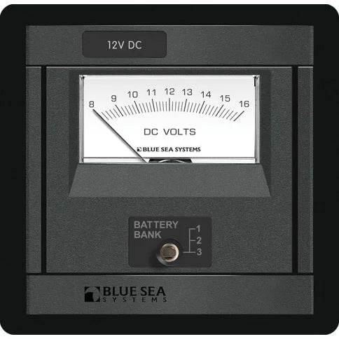 Blue Sea Systems 360 DC Voltmeter Panel, 4.75 x 4.88 in, 3-Position Switch — Quality Boat Parts