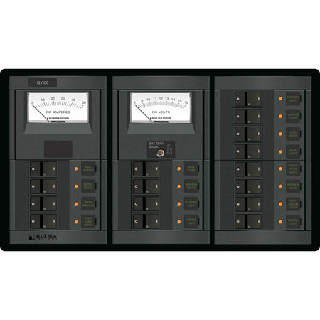 Blue Sea Systems 360 Panel System Branch Circuit Breaker Panel, 12V DC, 15A Flat Rocker Breakers — Quality Boat Parts