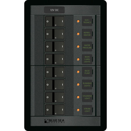 Blue Sea Systems 360 Panel System Branch Circuit Breaker Panel, 12V DC, 15A Flat Rocker Breakers — Quality Boat Parts