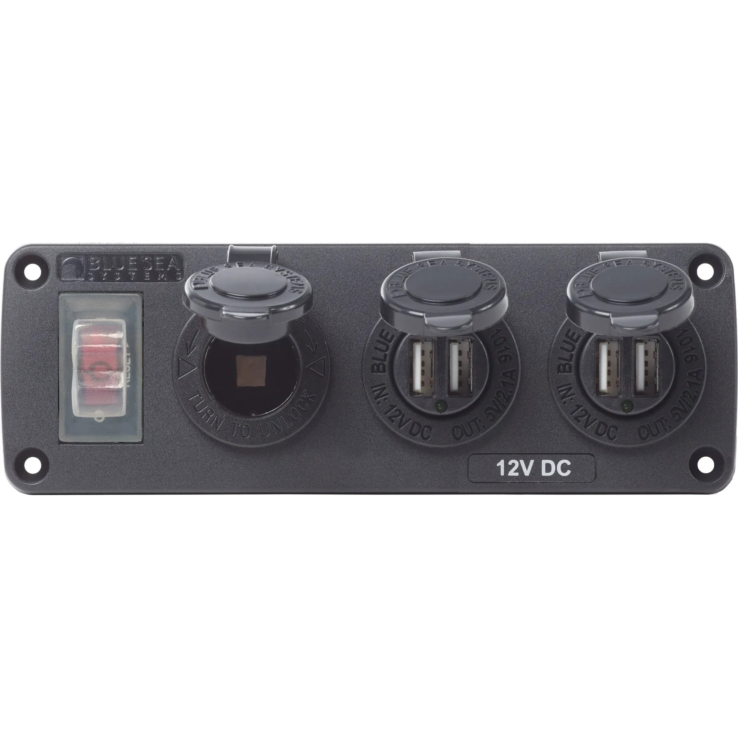 Blue Sea Systems Water-Resistant Accessory Panel, 12V DC, 15A Circuit Breaker, Pre-Wired Harness — Quality Boat Parts