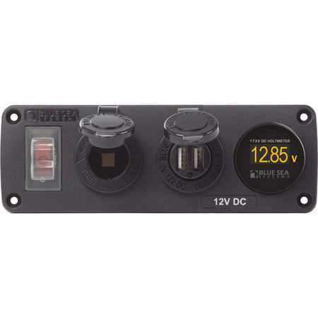 Blue Sea Systems Water-Resistant Accessory Panel, 12V DC, 15A Circuit Breaker, Pre-Wired Harness — Quality Boat Parts