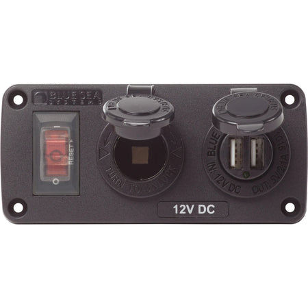 Blue Sea Systems Water-Resistant Accessory Panel, 12V DC, 15A Circuit Breaker, Pre-Wired Harness — Quality Boat Parts