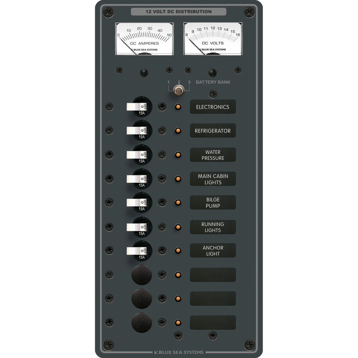 Blue Sea Systems Traditional Metal DC Branch Circuit Breaker Panel — Quality Boat Parts
