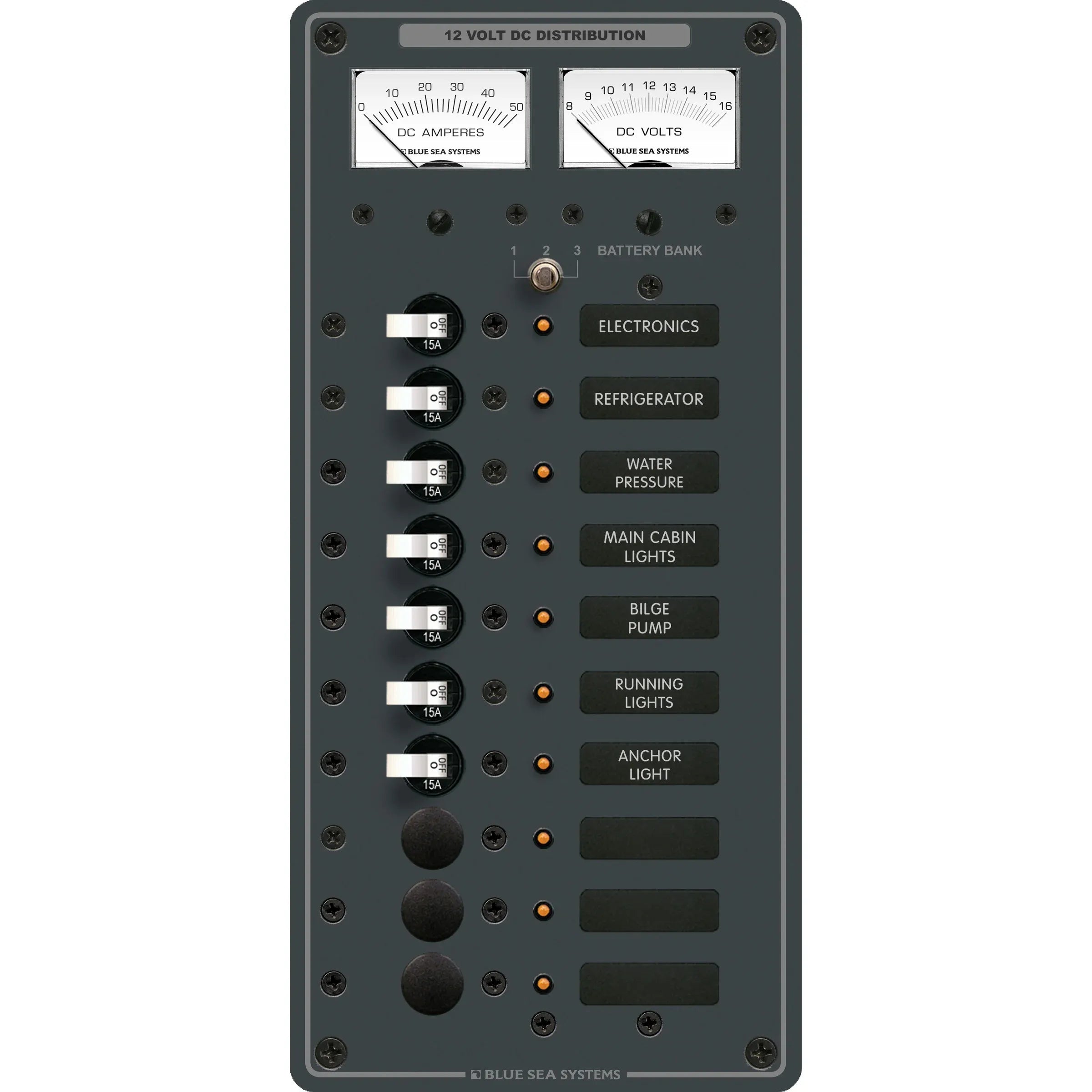 Blue Sea Systems Traditional Metal DC Branch Circuit Breaker Panel — Quality Boat Parts