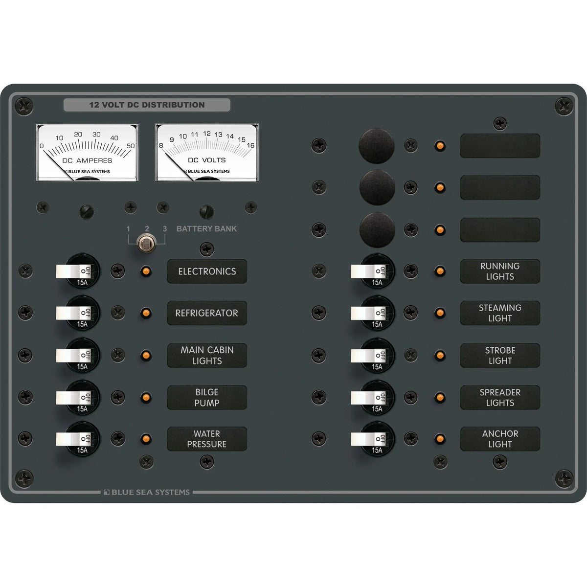 Blue Sea Systems Traditional Metal DC Branch Circuit Breaker Panel — Quality Boat Parts