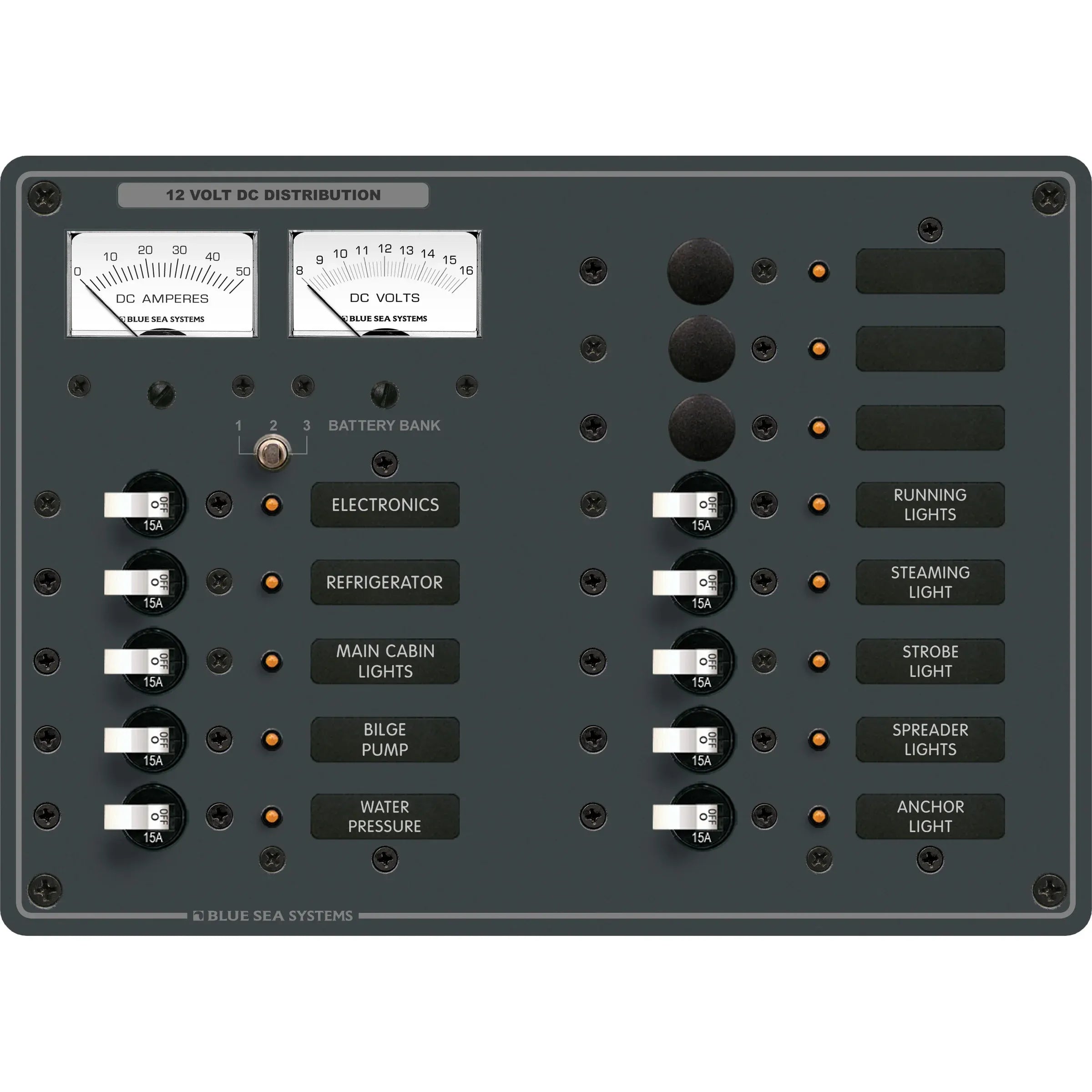 Blue Sea Systems Traditional Metal DC Branch Circuit Breaker Panel — Quality Boat Parts