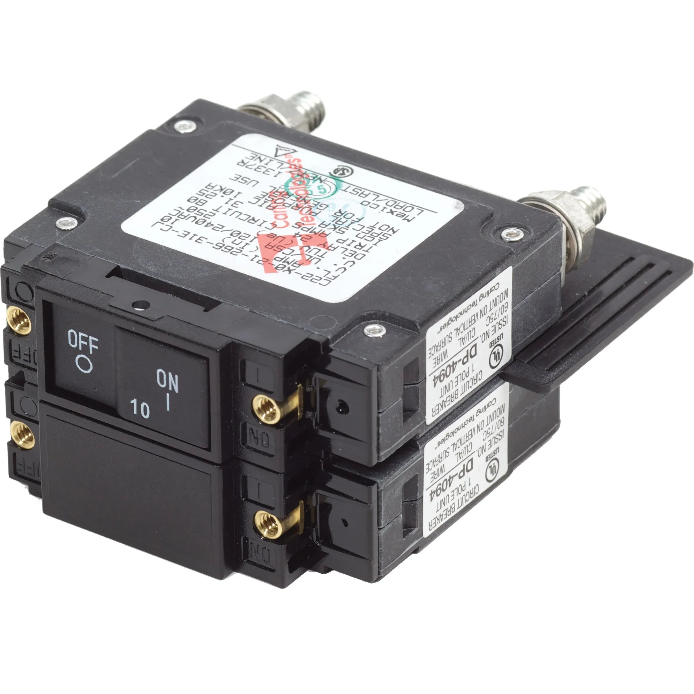 Blue Sea Systems UL-489 Circuit Breaker, 240V AC, 2-Pole, Flat Rocker — Quality Boat Parts