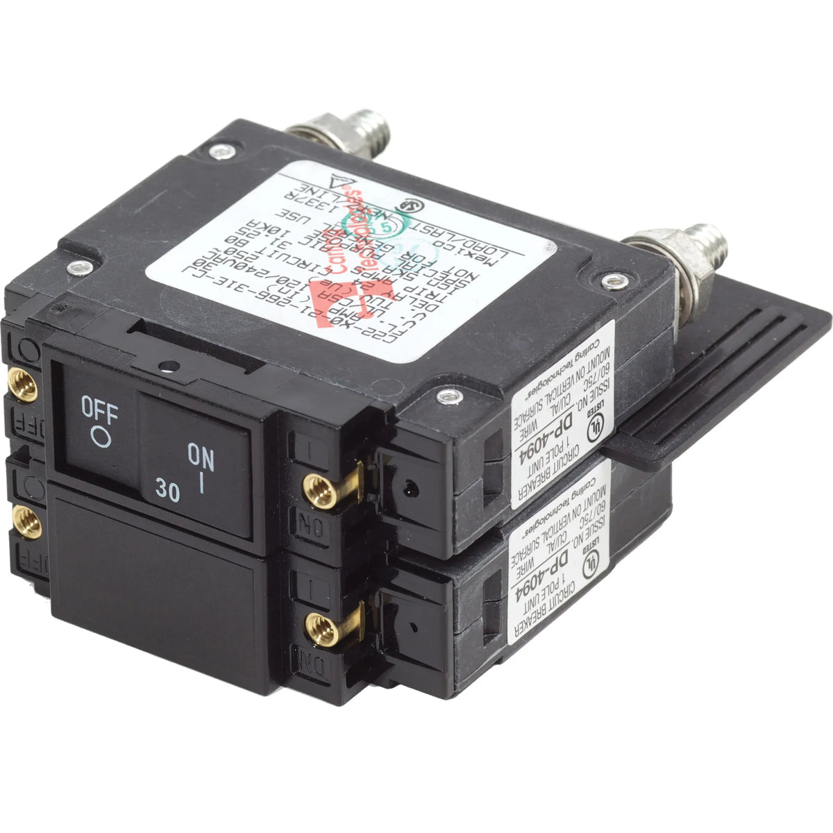 Blue Sea Systems UL-489 Circuit Breaker, 240V AC, 2-Pole, Flat Rocker — Quality Boat Parts