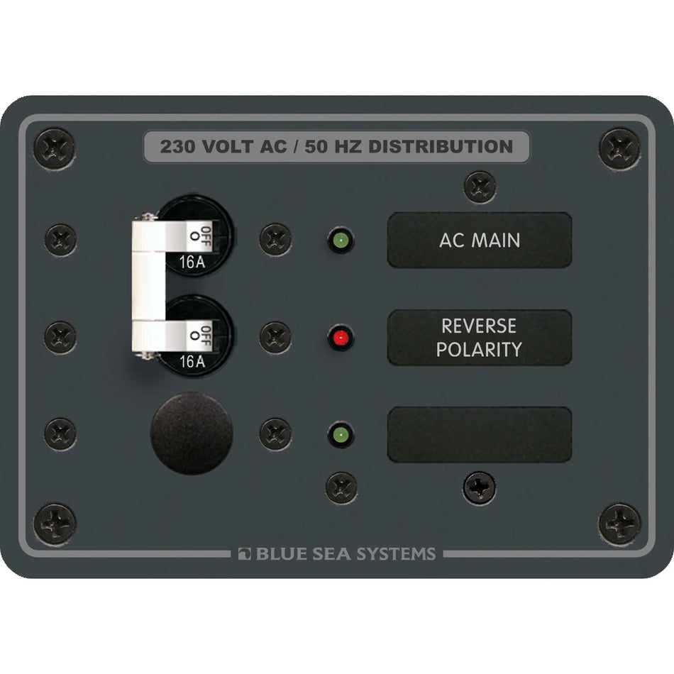 Blue Sea Systems Traditional Metal AC Main + Branch Circuit Breaker Panel, 230V AC, European, No Meter — Quality Boat Parts