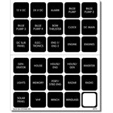 Blue Sea Systems Waterproof DC Label Kit, For WeatherDeck Waterproof Panels, Black Square Labels — Quality Boat Parts