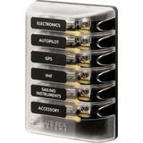 Blue Sea Systems ST Glass 6 Circuit Fuse Block, 32V DC, 100A, AGC/MDL Fuses — Quality Boat Parts