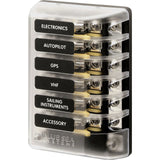 Blue Sea Systems ST Glass 6 Circuit Fuse Block, 32V DC, 100A, AGC/MDL Fuses — Quality Boat Parts