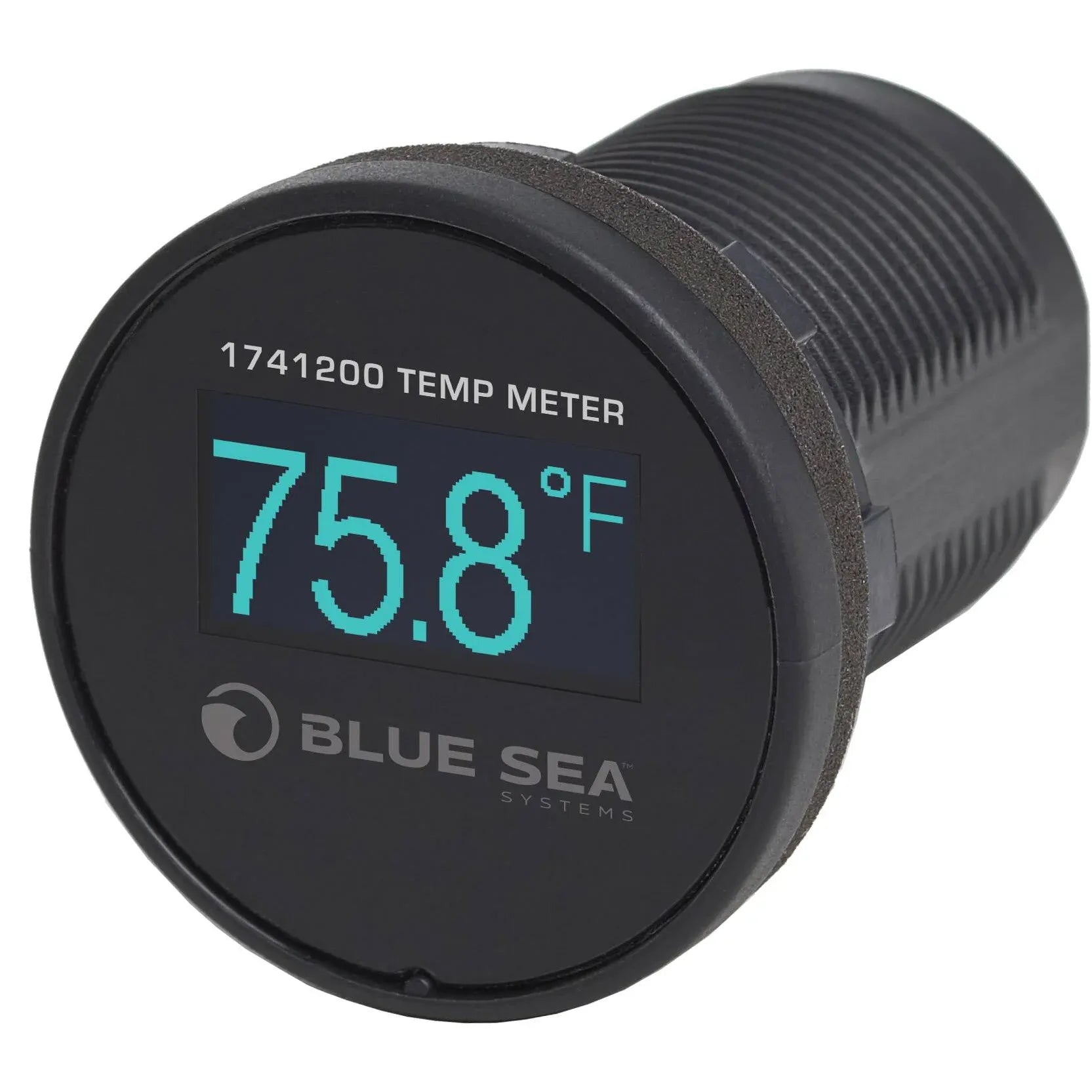 Blue Sea Systems Mini OLED Temperature Monitor, 12V/24V DC, 1-1/8 in Hole Mount, -40°F to 250°F — Quality Boat Parts