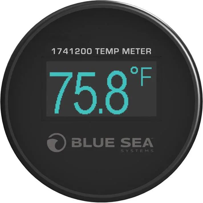 Blue Sea Systems Mini OLED Temperature Monitor, 12V/24V DC, 1-1/8 in Hole Mount, -40°F to 250°F — Quality Boat Parts