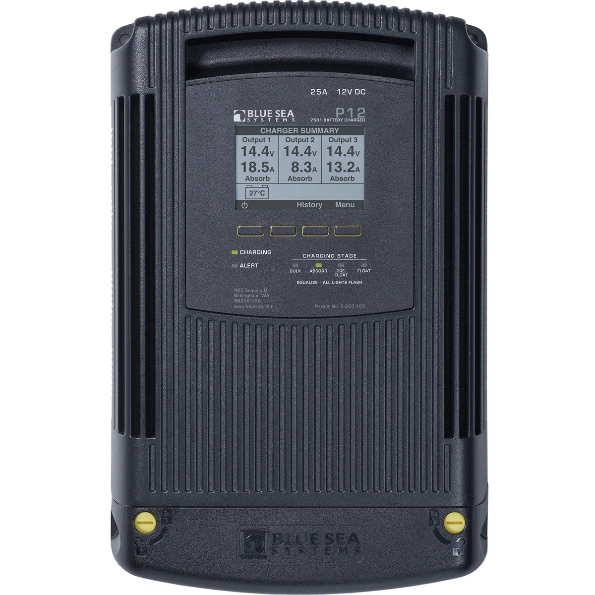 Blue Sea Systems P12 Battery Charger, 12V DC, 3 Outputs, 115-230V AC — Quality Boat Parts
