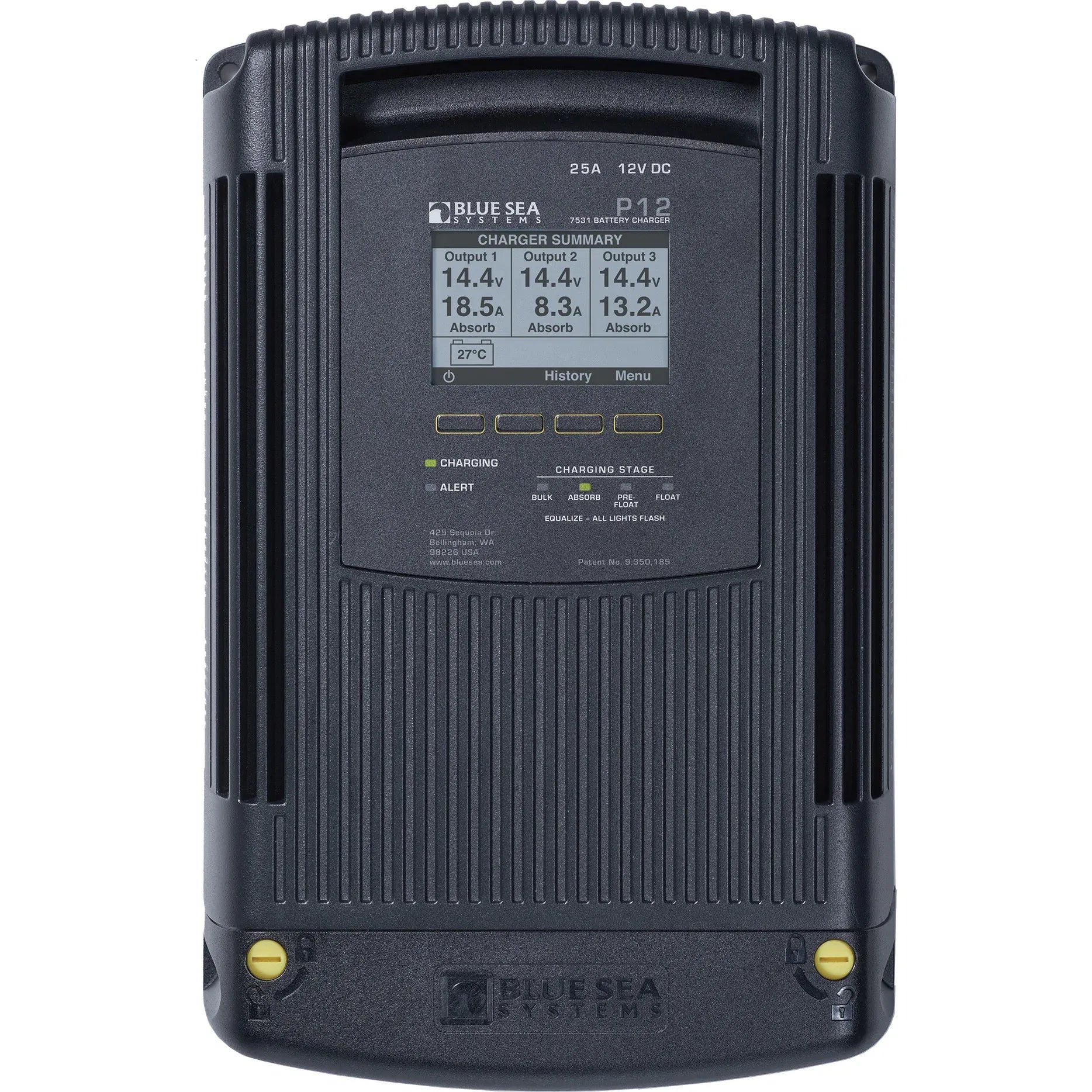 Blue Sea Systems P12 Battery Charger, 12V DC, 3 Outputs, 115-230V AC — Quality Boat Parts