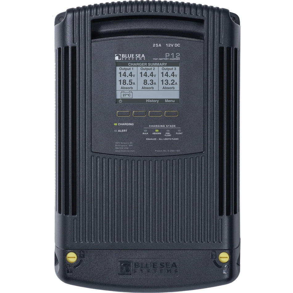 Blue Sea Systems P12 Battery Charger, 12V DC, 3 Outputs, 115-230V AC — Quality Boat Parts