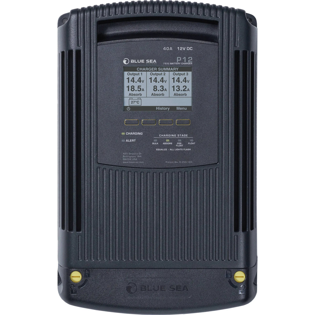 Blue Sea Systems P12 Battery Charger, 12V DC, 3 Outputs, 115-230V AC — Quality Boat Parts