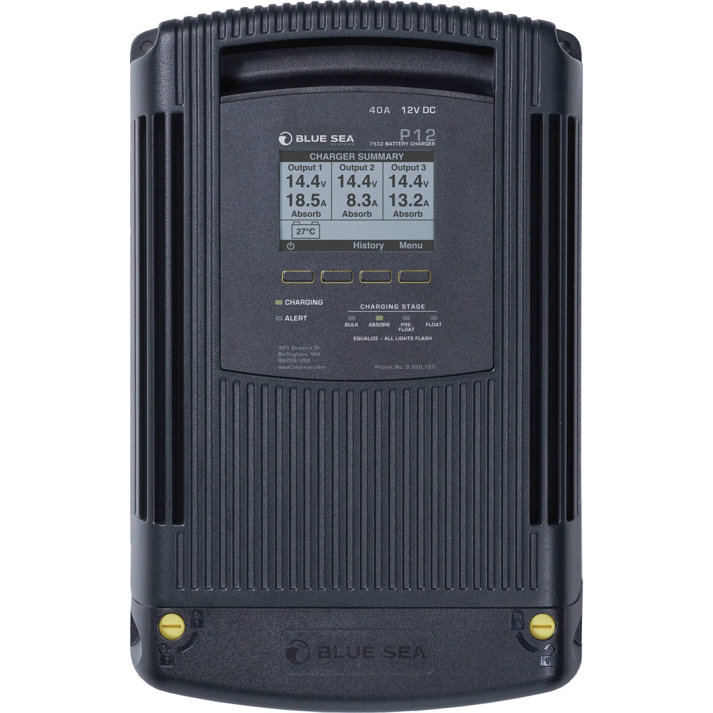 Blue Sea Systems P12 Battery Charger, 12V DC, 3 Outputs, 115-230V AC — Quality Boat Parts