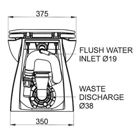Jabsco Deluxe Flush Electric Marine Toilet, 17 in, Angled Back, Fresh Water Flush, Solenoid Valve, Soft-Close Seat — Quality Boat Parts