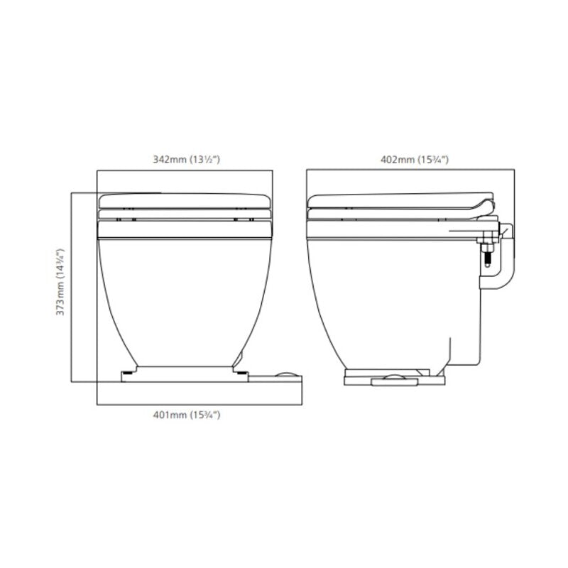 Jabsco 58500-Series Lite Flush Electric Toilet, Raw Water, Macerating Pump, 1.2 L/Flush — Quality Boat Parts