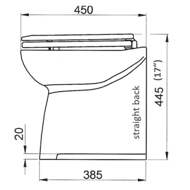 Jabsco Deluxe Flush Electric Marine Toilet, 17 in Height, Straight Back, Fresh Water Flush, Soft-Close Seat — Quality Boat Parts
