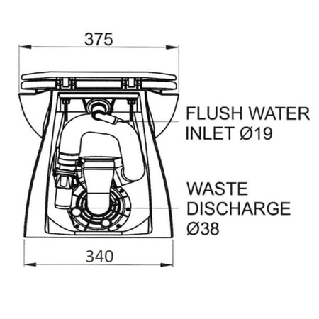 Jabsco Deluxe Flush 14 in Electric Marine Toilet, Soft Close Seat — Quality Boat Parts