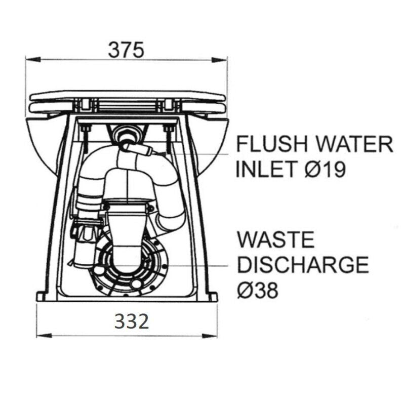 Jabsco Deluxe Flush 14 in Electric Marine Toilet, Soft Close Seat — Quality Boat Parts