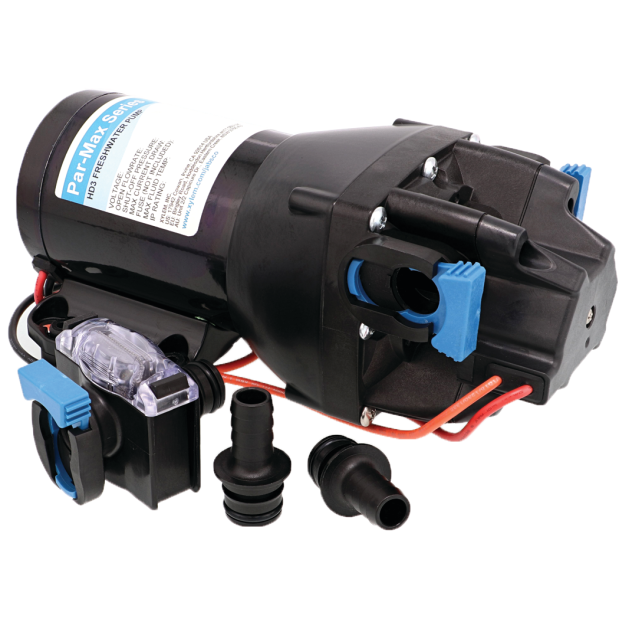 Jabsco Par-Max HD3 Freshwater Delivery Pump, 12V, 3 GPM, IPX6, Integrated Pressure Switch, 1/2 in Hosebarb — Quality Boat Parts