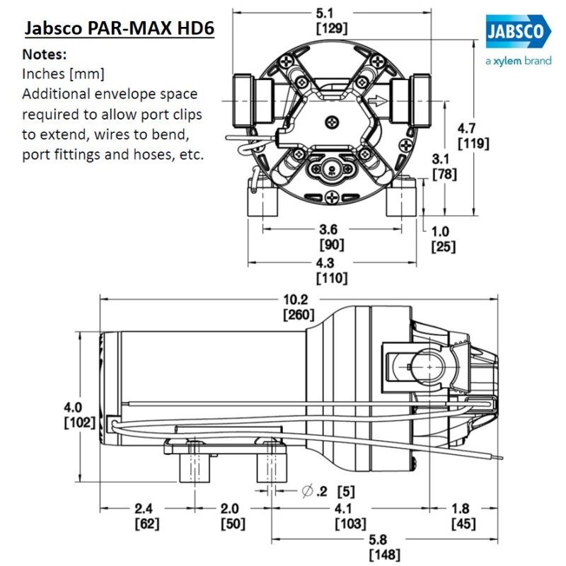 Jabsco HotShot HD6 Heavy Duty Diaphragm Washdown Pump, 6 GPM, 70 PSI, IPX6 — Quality Boat Parts