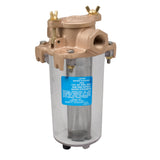 Perko 0443 Lightweight Intake Water Strainer, Cast Bronze, Clear Polymer Body, SS316 Basket — Quality Boat Parts