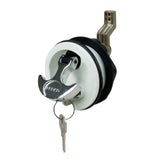 Perko 1091 Surface Mount Lock and Latch, For Smooth and Carpeted Surfaces, 2-1/2 in Hole, 1/8-3/4 in Surface, Chrome T-Handle, 2 Keys — Quality Boat Parts