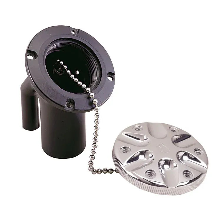 Perko Vented Deck Fill, 1-1/2 in Hose, Angled Neck, Chrome Plated Bronze Cap — Quality Boat Parts