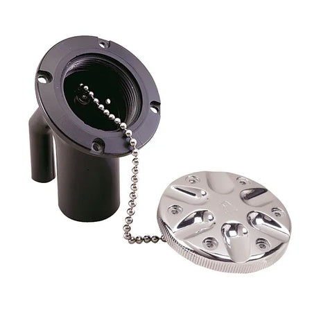 Perko Vented Deck Fill, 1-1/2 in Hose, Angled Neck, Chrome Plated Bronze Cap — Quality Boat Parts