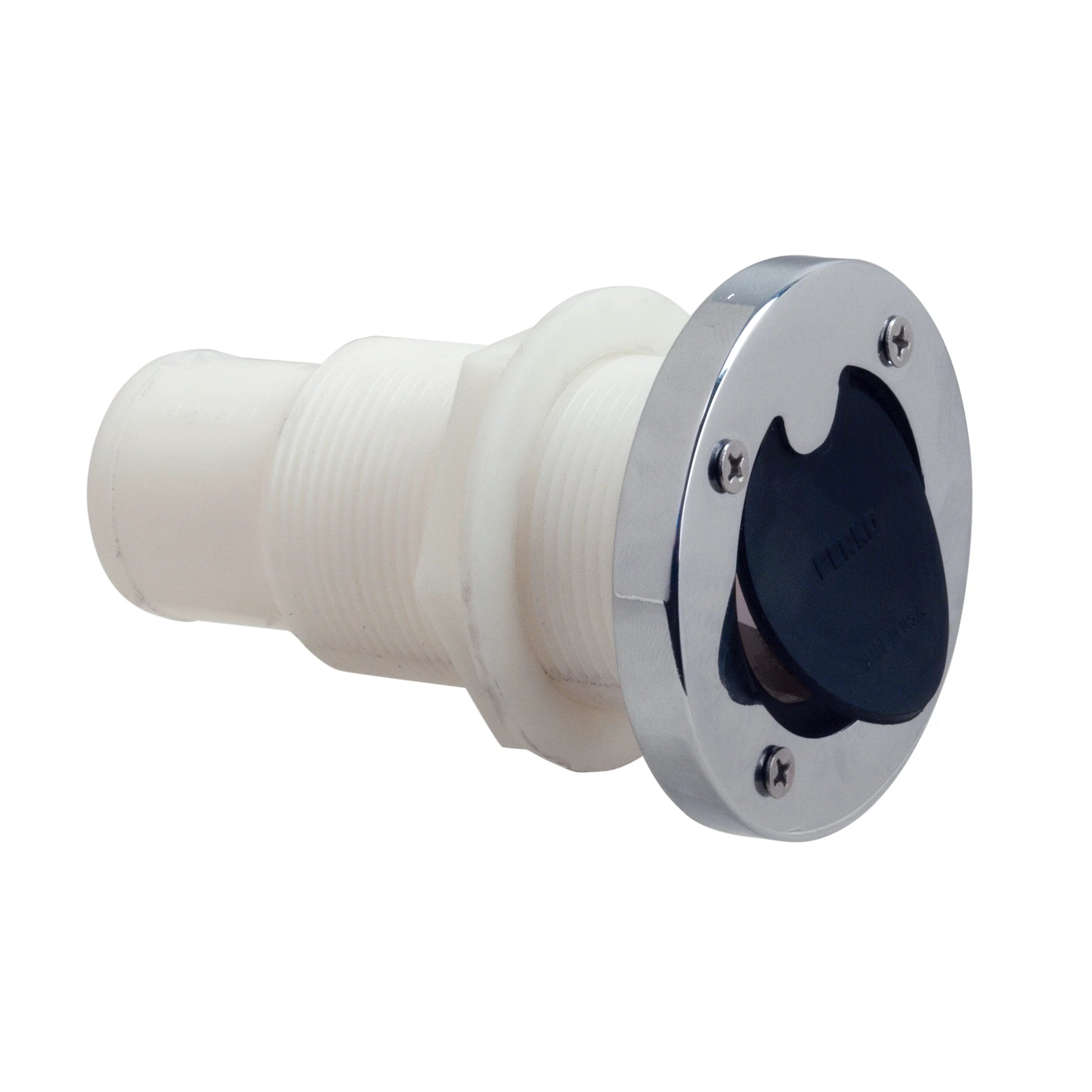 Perko Thru-Hull Scupper, Transom Mount, 1-1/2 in Hose, 2-1/8 in Max Hull Thickness — Quality Boat Parts