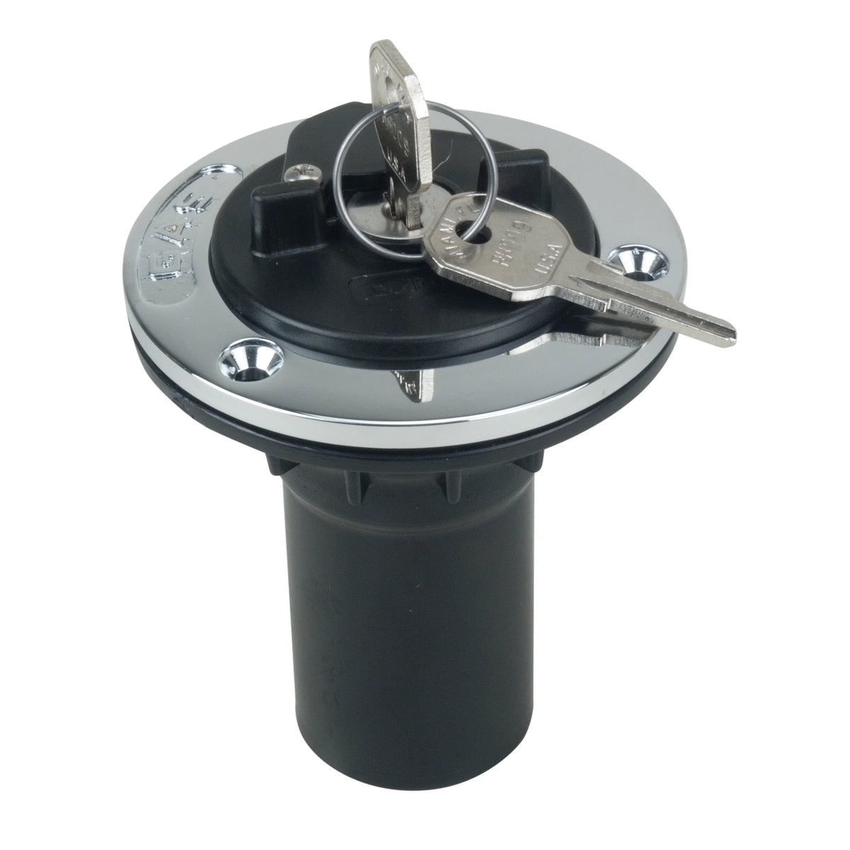 Perko Fuel Fill with Locking Cap, 1-1/2 in Hose, Chrome-Plated Bronze Flange — Quality Boat Parts