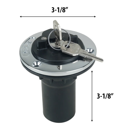 Perko Fuel Fill with Locking Cap, 1-1/2 in Hose, Chrome-Plated Bronze Flange — Quality Boat Parts