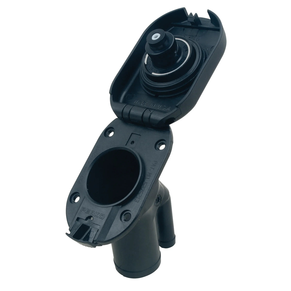 Perko 1428 Sealed Flip Top Fuel Fill, 1-1/2 in Hose, 35° Angled Neck, VPR — Quality Boat Parts