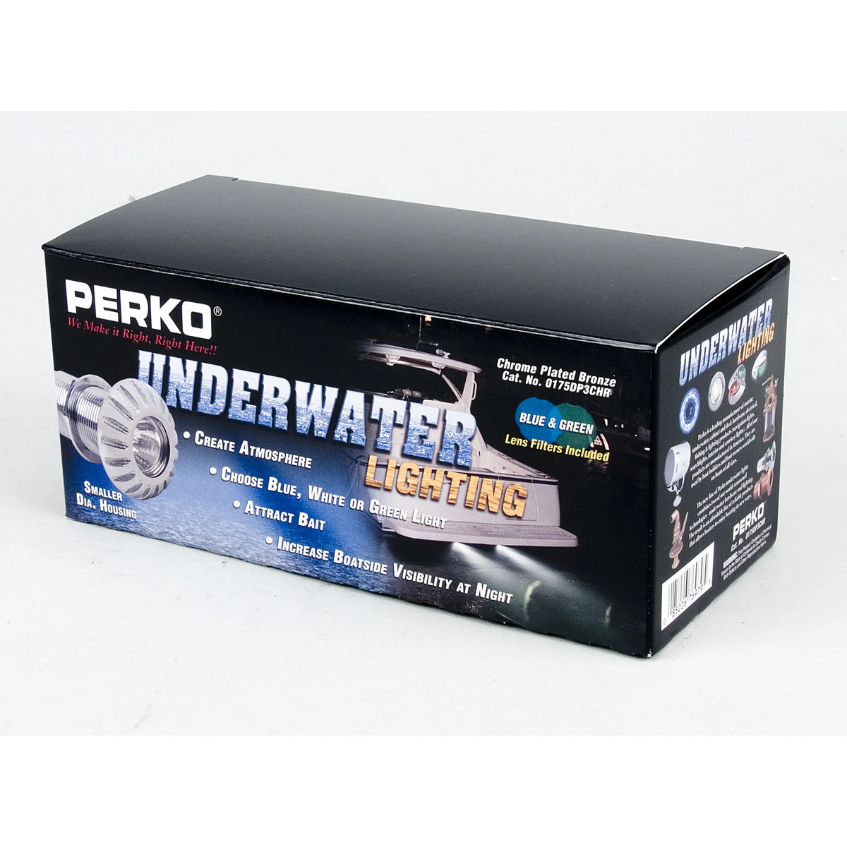 Perko Space Saver Thru-Hull Mount Underwater Light, 12V, 30° Beam, 10 ft Cable, Mounting Ring — Quality Boat Parts