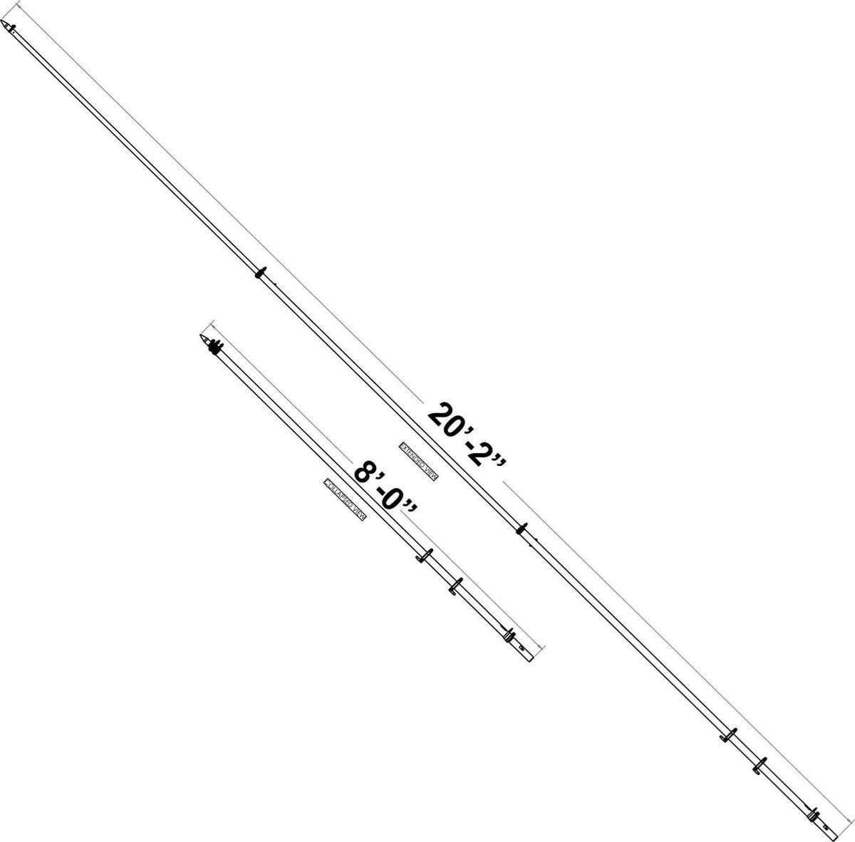 TACO Marine OT-CF Series Carbon Fiber Tele-Outrigger Poles, 1-1/2 in, Pair — Quality Boat Parts
