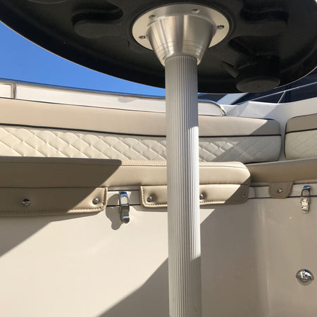 TACO Marine Zwaardvis Table Pedestal Base, For 2-3/8 in (60mm) Column, Aluminum, Brite Anodized — Quality Boat Parts