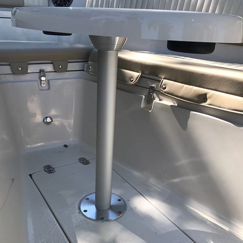 TACO Marine Zwaardvis Table Pedestal Base, For 2-3/8 in (60mm) Column, Aluminum, Brite Anodized — Quality Boat Parts