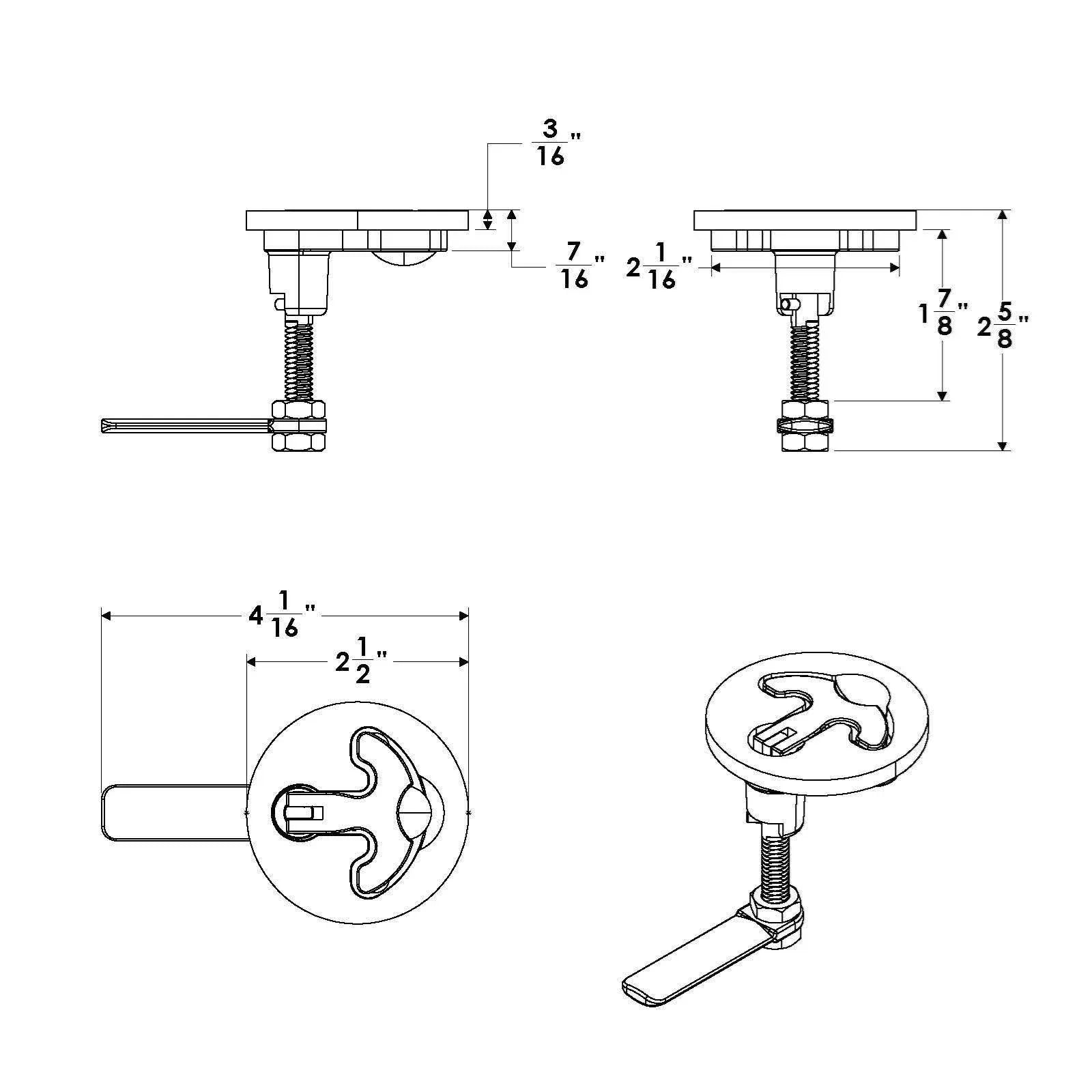 TACO Marine Latch-tite Round Lifting Handle, Cast Type 316 SS, Polished Finish, Anti-Rattle — Quality Boat Parts