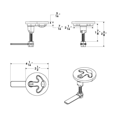 TACO Marine Latch-tite Round Lifting Handle, Cast Type 316 SS, Polished Finish, Anti-Rattle — Quality Boat Parts
