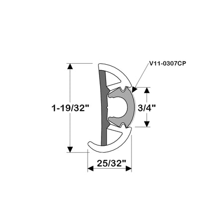 TACO Marine SuproFlex Small Rub Rail Kit, 1-19/32 in x 25/32 in, 60 ft, Flex Chrome Insert — Quality Boat Parts