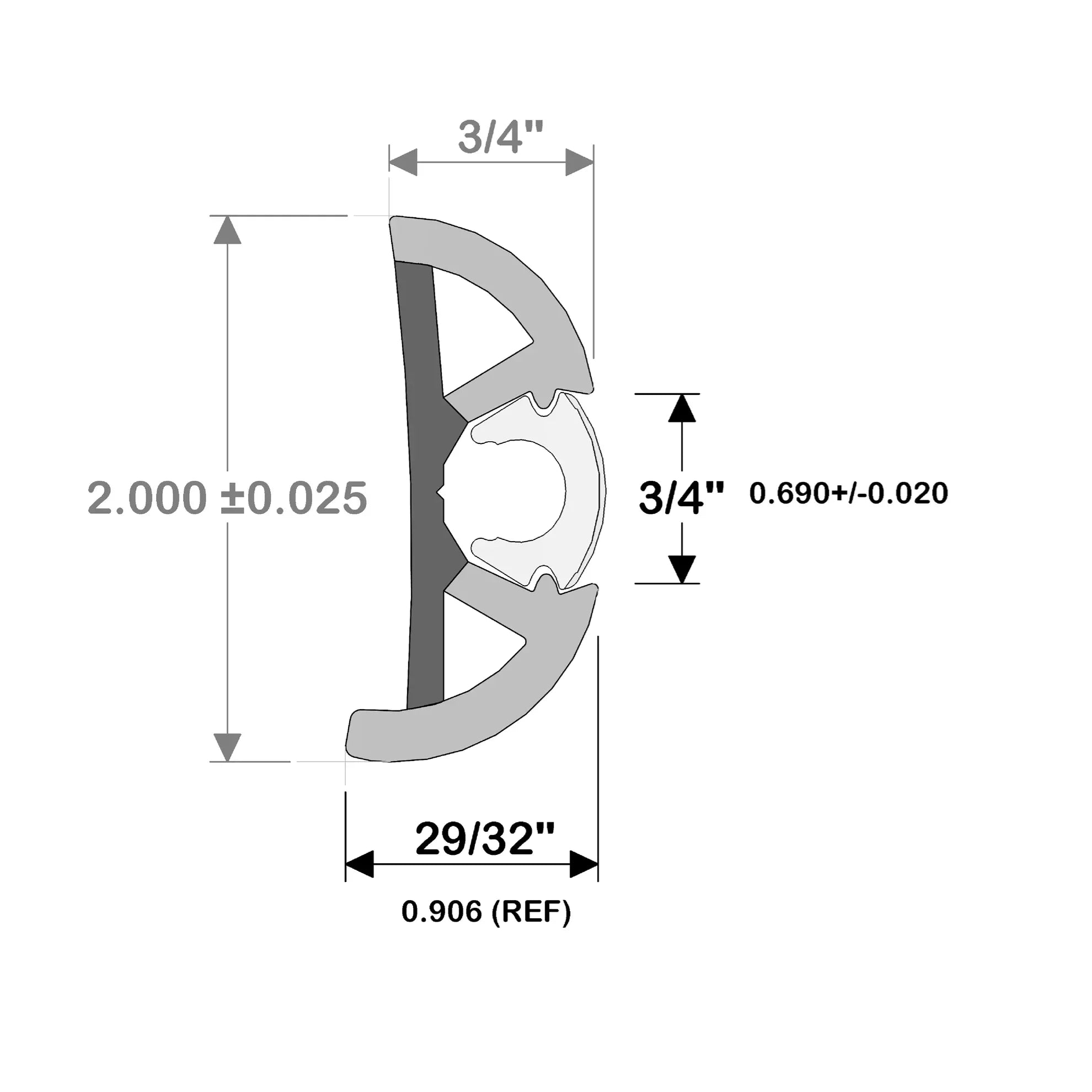 TACO Marine SuproFlex Medium Rub Rail Kit, 2 in x 29/32 in, Co-Extruded Vinyl — Quality Boat Parts